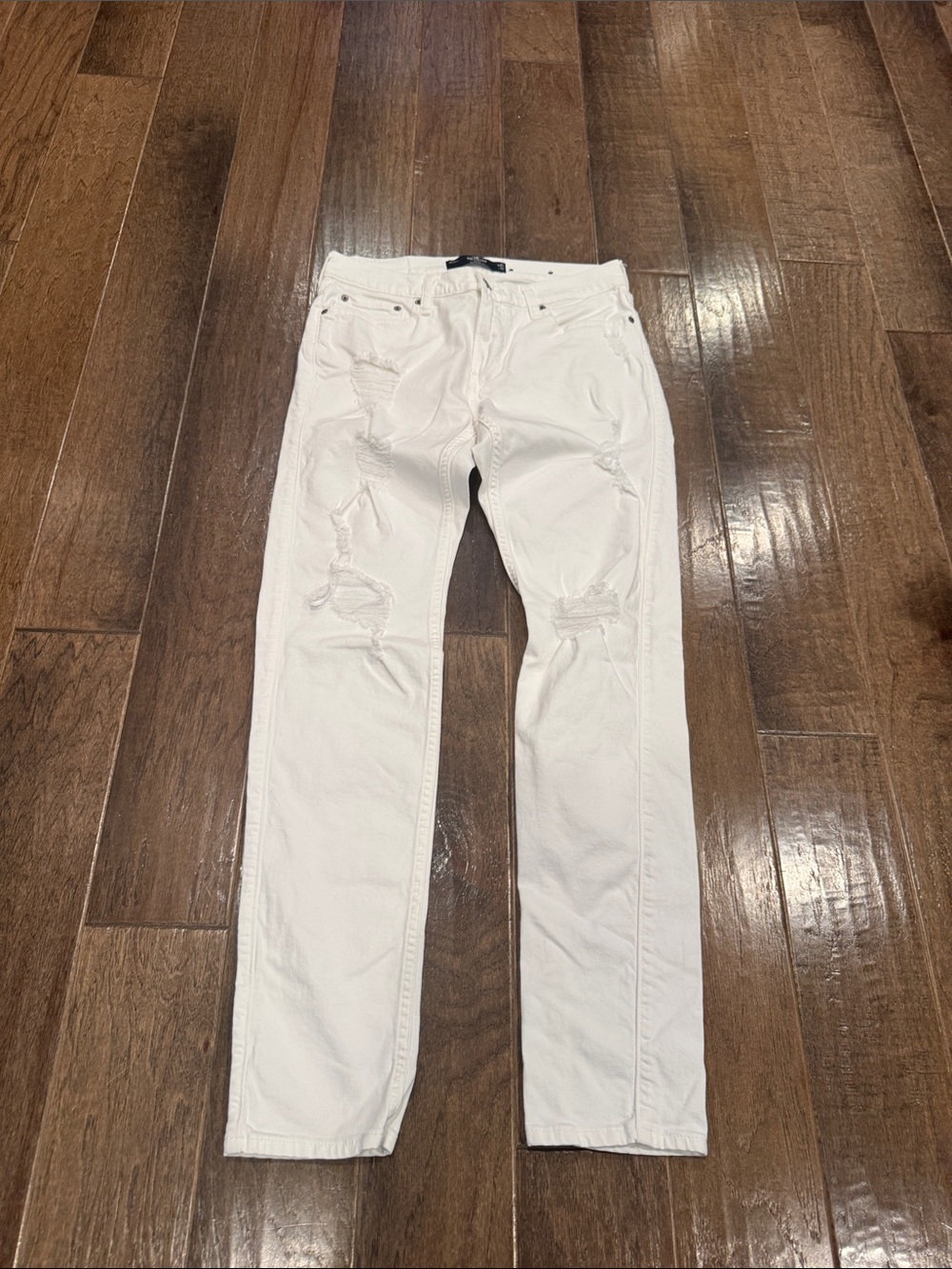 Hollister White Slim Straight Distressed Jeans